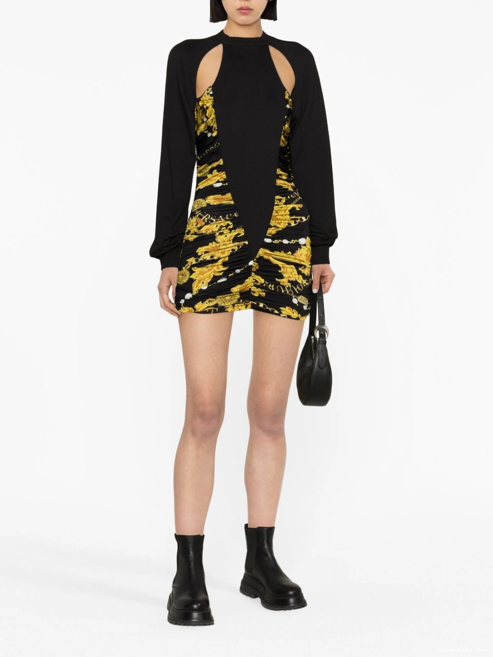 Cheap Versace Jeans logo-print ruched Women minidress Couture cut-out 0714